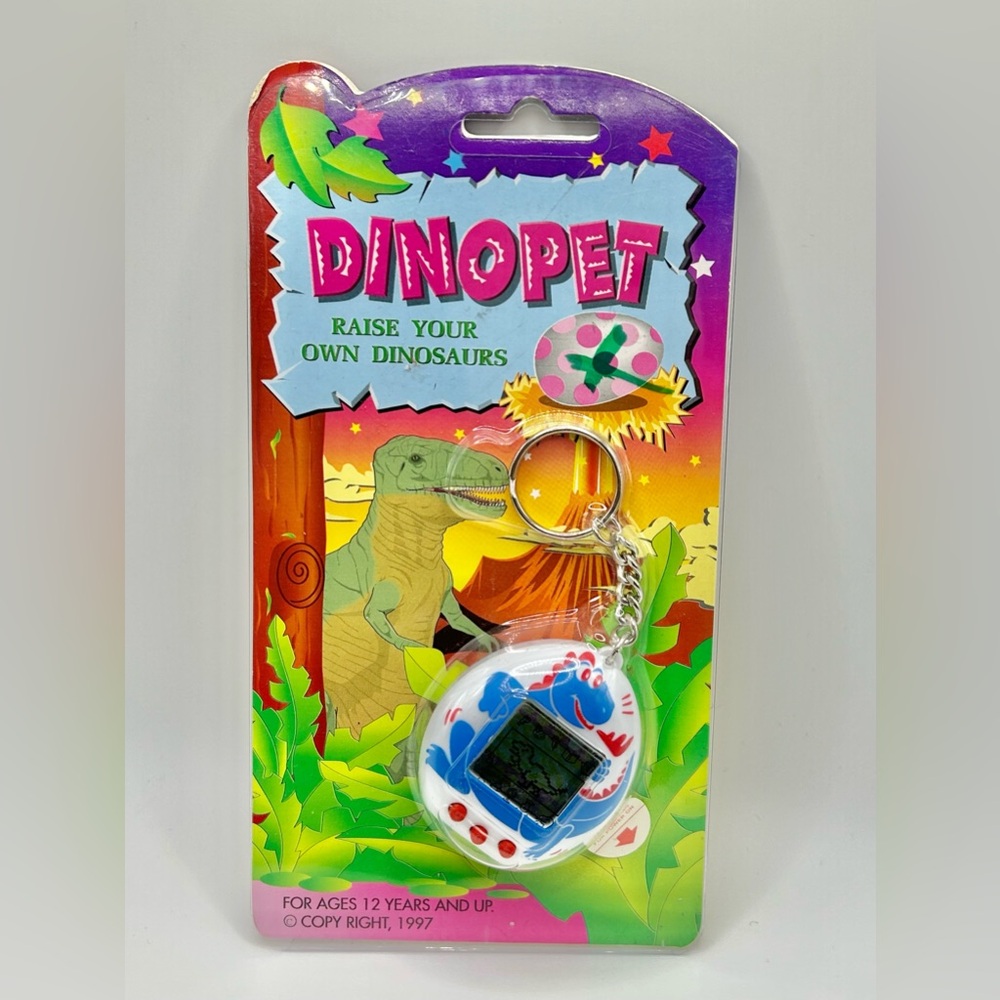 NEW NIB Vintage 1997 Dinopet Virtual Dino Dinosaur Pet Tamagotchi  White Blue